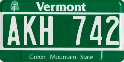 VT license plate AKH742