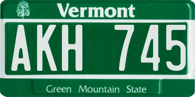 VT license plate AKH745