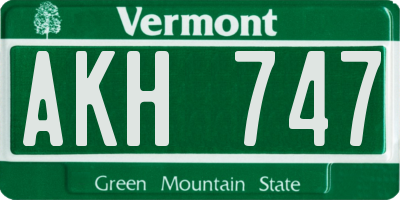 VT license plate AKH747