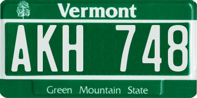 VT license plate AKH748