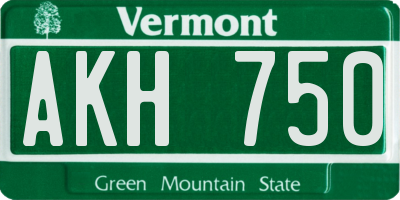 VT license plate AKH750