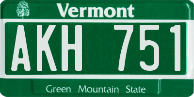 VT license plate AKH751