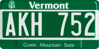 VT license plate AKH752