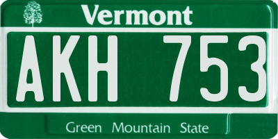 VT license plate AKH753