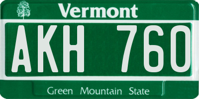 VT license plate AKH760
