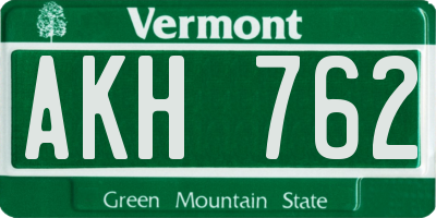 VT license plate AKH762