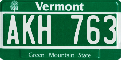 VT license plate AKH763
