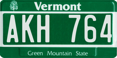 VT license plate AKH764