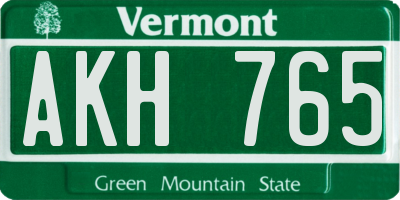 VT license plate AKH765