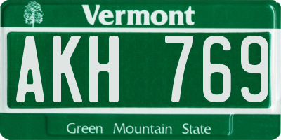 VT license plate AKH769