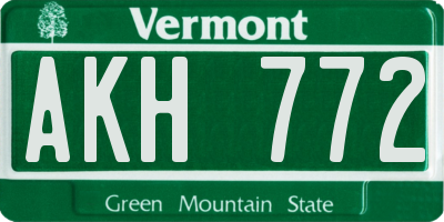 VT license plate AKH772
