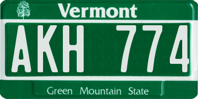 VT license plate AKH774