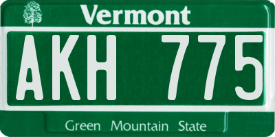 VT license plate AKH775