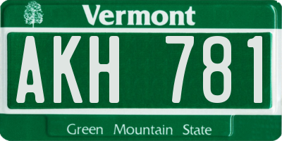 VT license plate AKH781