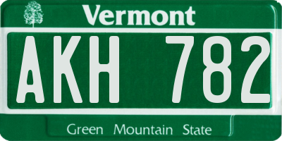 VT license plate AKH782