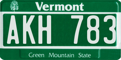 VT license plate AKH783