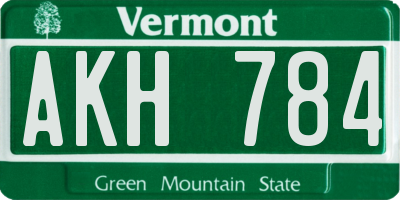 VT license plate AKH784