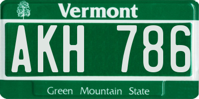 VT license plate AKH786