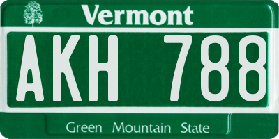 VT license plate AKH788
