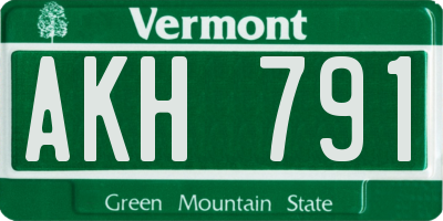 VT license plate AKH791