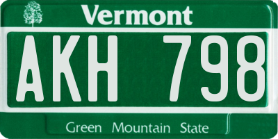 VT license plate AKH798