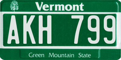 VT license plate AKH799