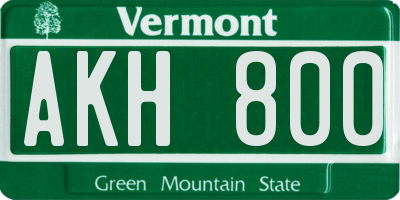 VT license plate AKH800