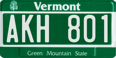 VT license plate AKH801