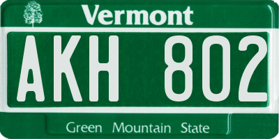 VT license plate AKH802