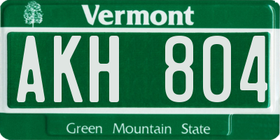 VT license plate AKH804