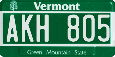 VT license plate AKH805