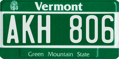 VT license plate AKH806
