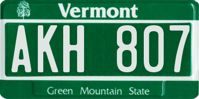 VT license plate AKH807