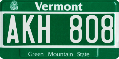 VT license plate AKH808