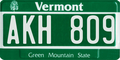 VT license plate AKH809