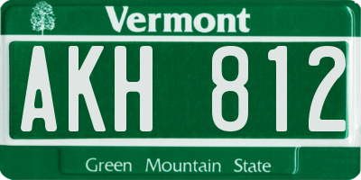 VT license plate AKH812
