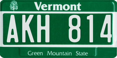 VT license plate AKH814