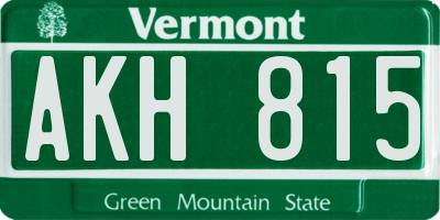 VT license plate AKH815