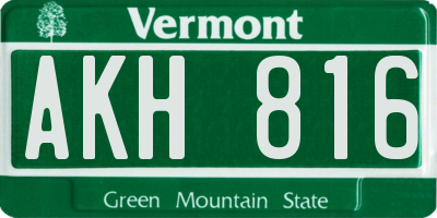 VT license plate AKH816