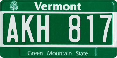 VT license plate AKH817