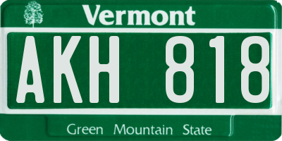 VT license plate AKH818