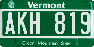VT license plate AKH819