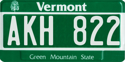 VT license plate AKH822