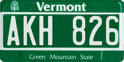 VT license plate AKH826