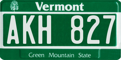 VT license plate AKH827