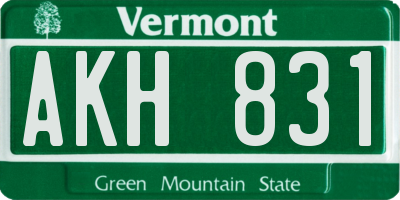 VT license plate AKH831