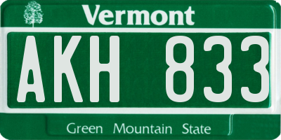 VT license plate AKH833