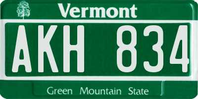 VT license plate AKH834