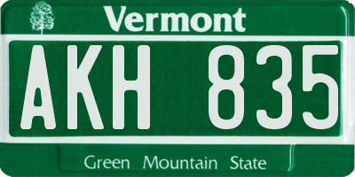 VT license plate AKH835