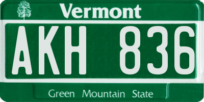 VT license plate AKH836